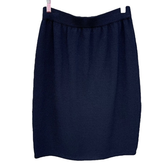 Vintage St. John Collection Santana Knit Skirt Black Elastic Waist Sz 8 Classic - Picture 2 of 7